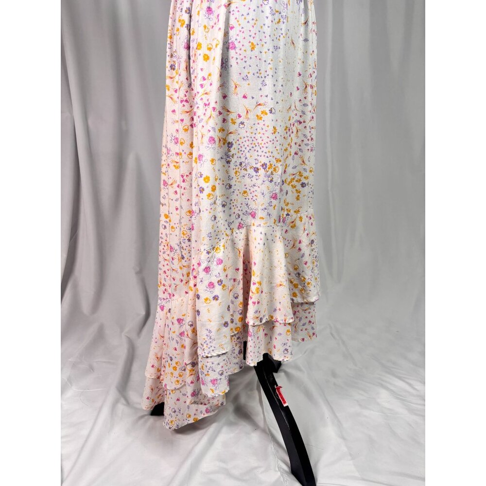 Japna Floral Maxi Dress Small - Boho Chic Cottagecore High-Low Ruffle Hem - Past - Picture 13 of 14